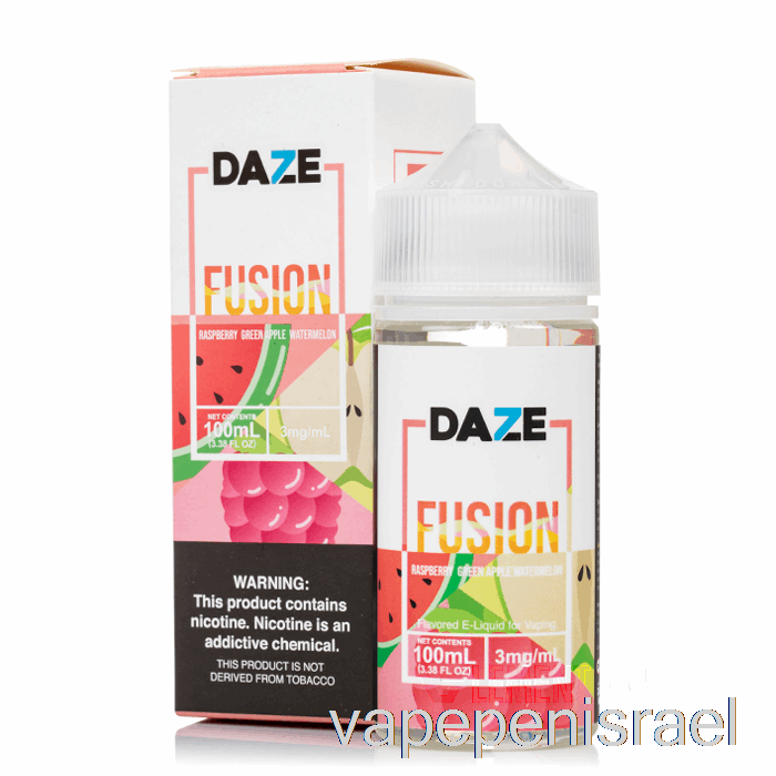 חד פעמי Vape ישראל פטל תפוח ירוק אבטיח - 7 Daze Fusion - 100 מ"ל 3 מ"ג